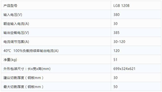 Ag亚洲集团数字化等离子切割+碳弧气刨两用机LGB 120B整机参数